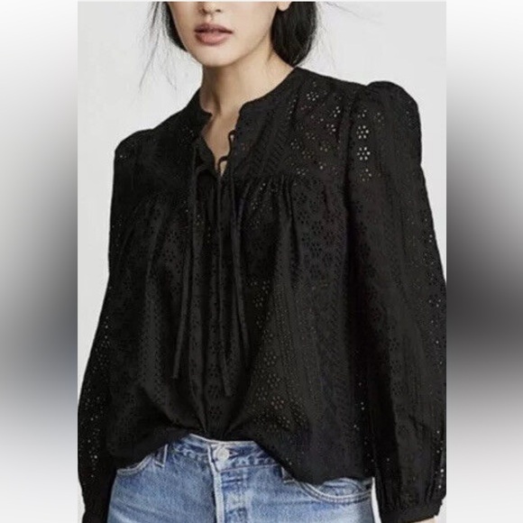 NWT Madewell Eyelet Double- Tie Peasant Top - Picture 1 of 3